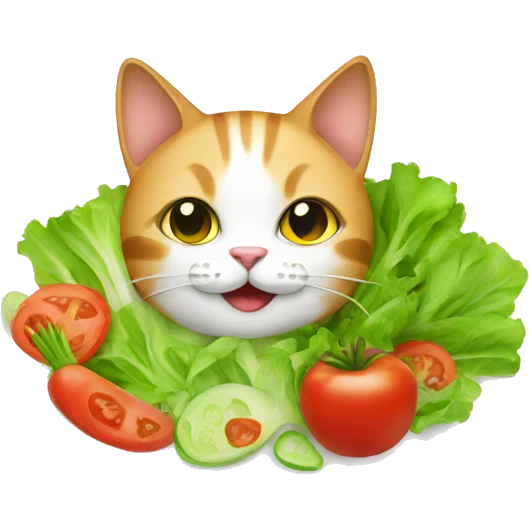cat with salad emoji