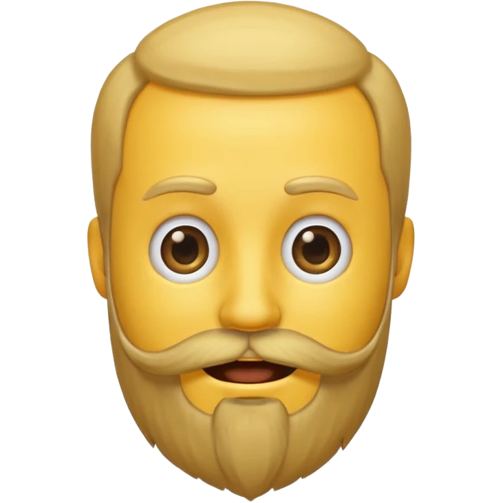 A yellow smiley emoji with a beard growing out of the top of his head, where his head hair should be. There is no beard on his face emoji
