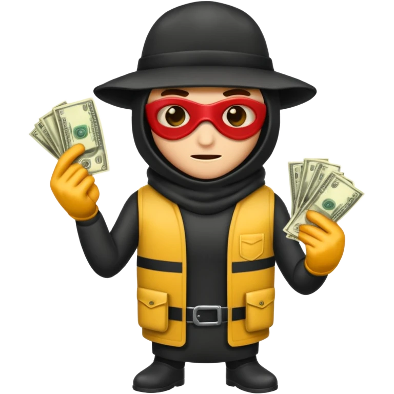 Robber with money na mão direita  emoji