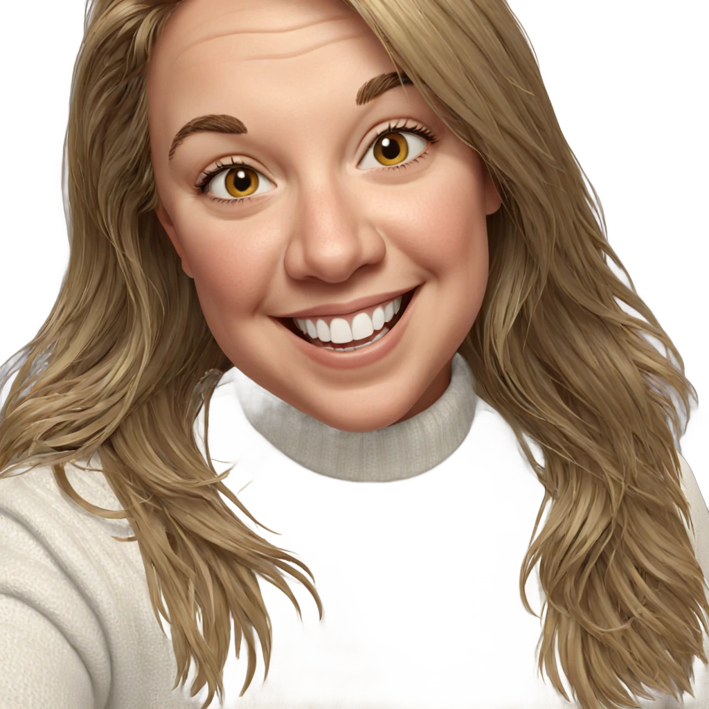 smiling girl in white sweater emoji