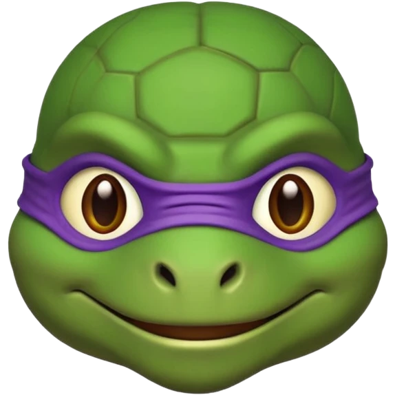 Donatello from Teenage Mutant Ninja Turtles, emoji style, head only, cute minimalistic style, with a shell detail emoji