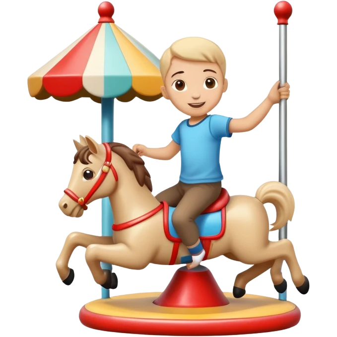 child spinning on a playground merry-go-round, cheerful and playful emoji