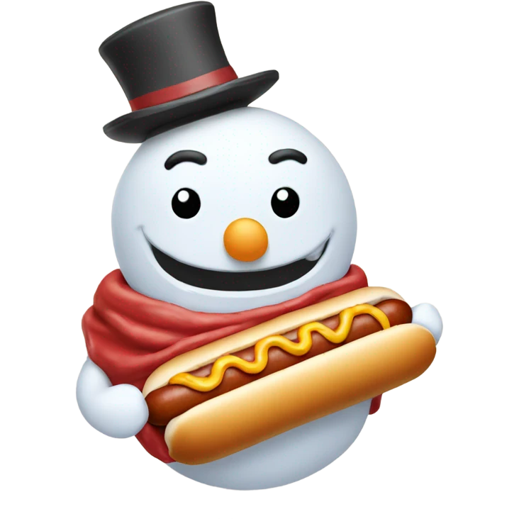 Snowman eating a hotdog emoji