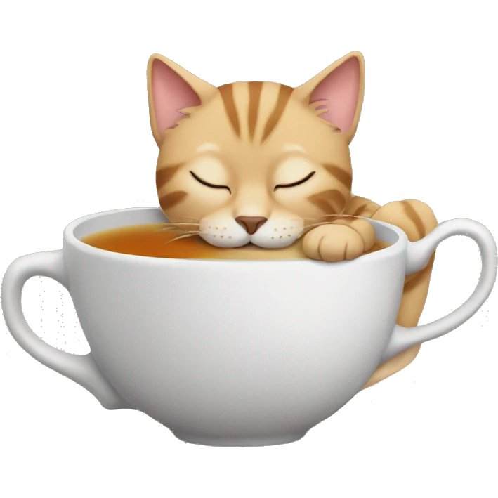 Cat with tea sleeping  emoji