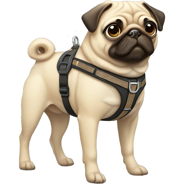 Beige pug with harness emoji