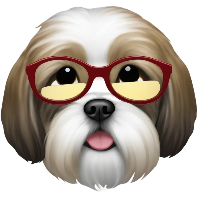 Shih tzu wearing round dark sun glasses emoji