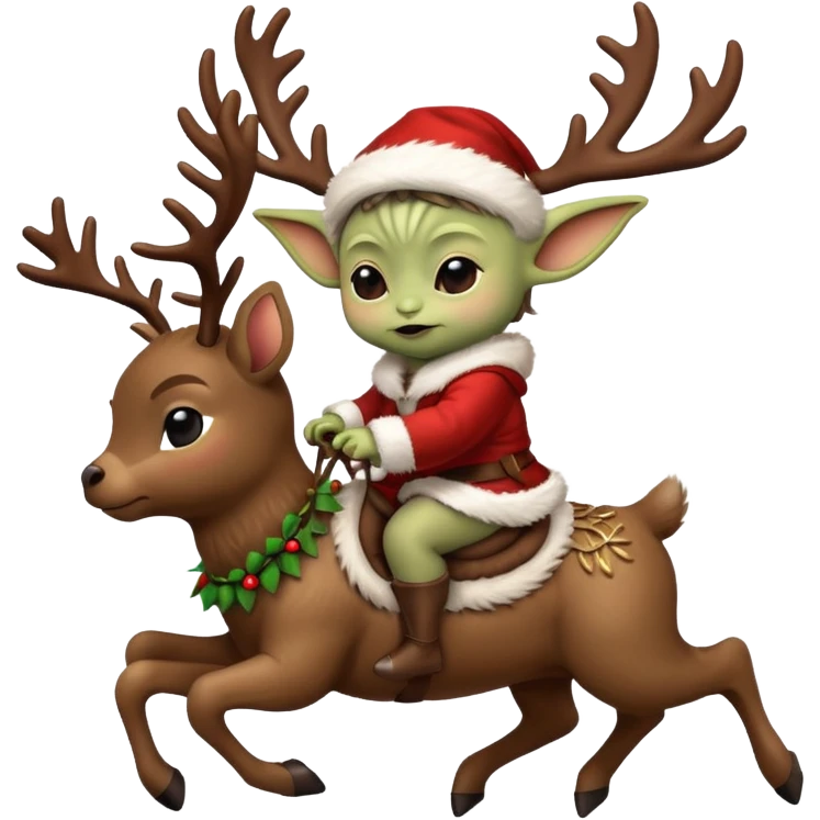 baby yoda rriding eindeer christmas emoji