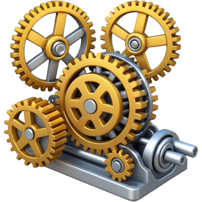 A 3D emoji in iOS emoji aesthetic style of a mechanical device with gears and springs, symbolizing a triggered trap or mechanism. emoji