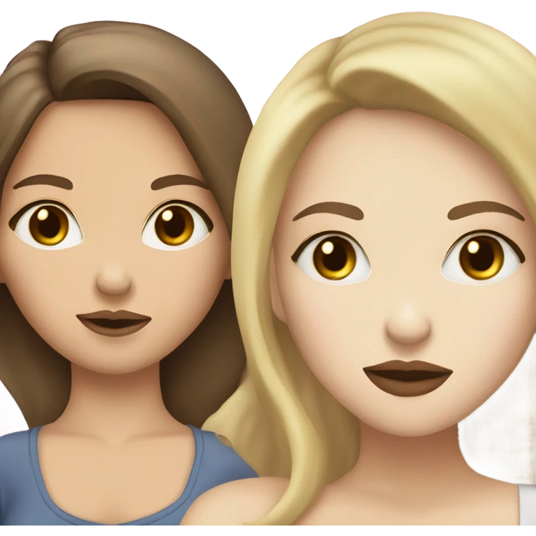 brunette brown hair white skin woman kissing blonde white skin woman emoji