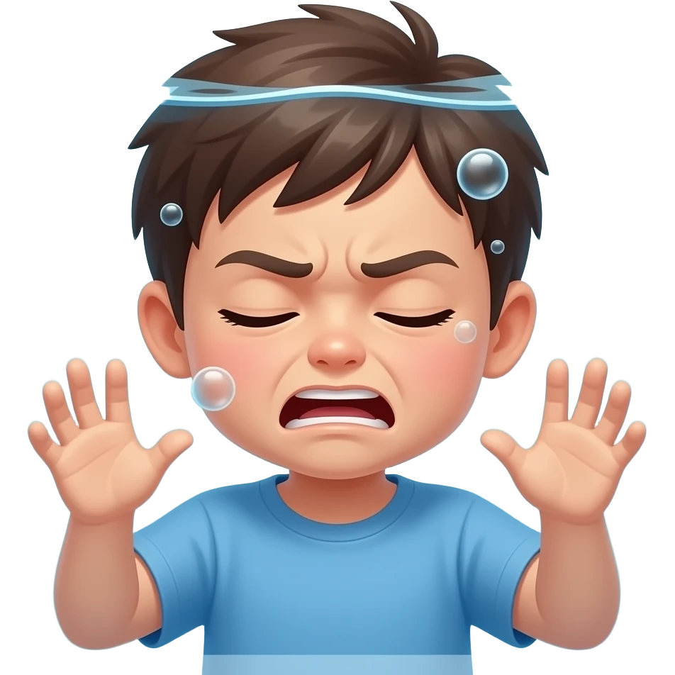 child holding breath under water emoji