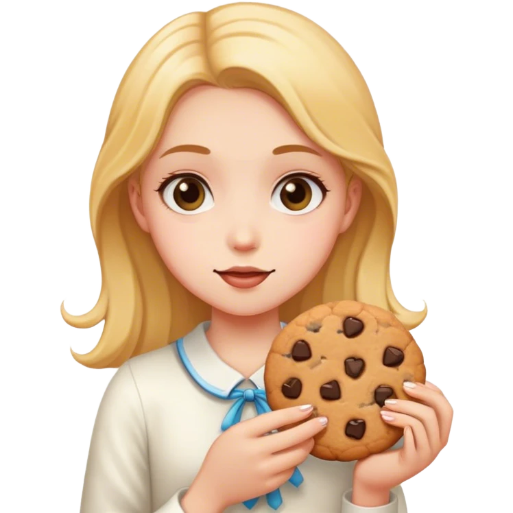 Ugly girl holding a cookie emoji