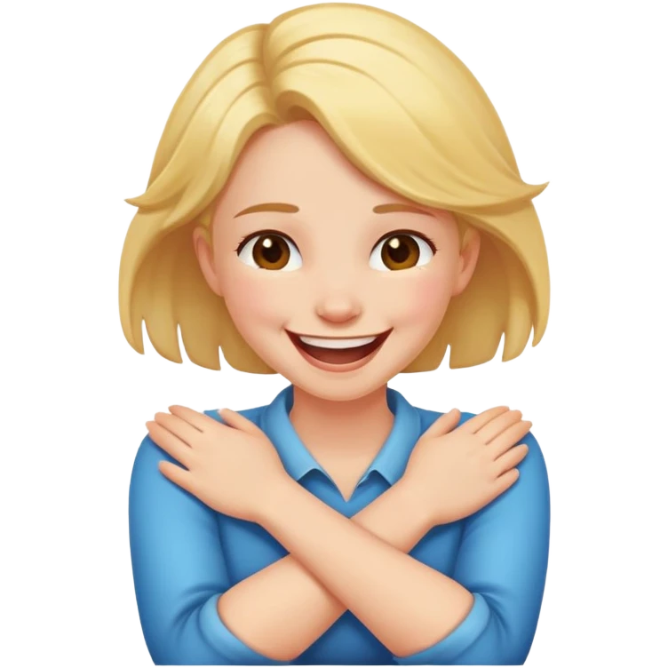 Crossed arm holding neck while laughing girl emoji