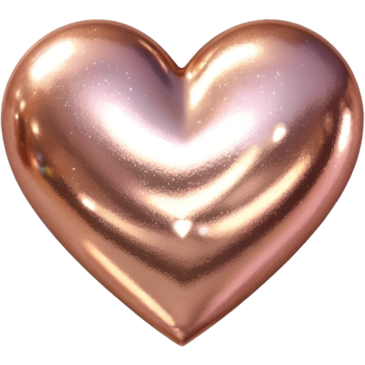 Edit the glittery gold color heart to a glittery rose gold color heart with a subtle gradient and no border. Keep the background transparent. Maintain the glittery texture and subtle gradient effect in rose gold tones emoji