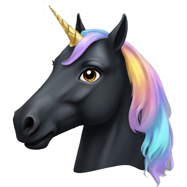 black horse with unicorn horn emoji