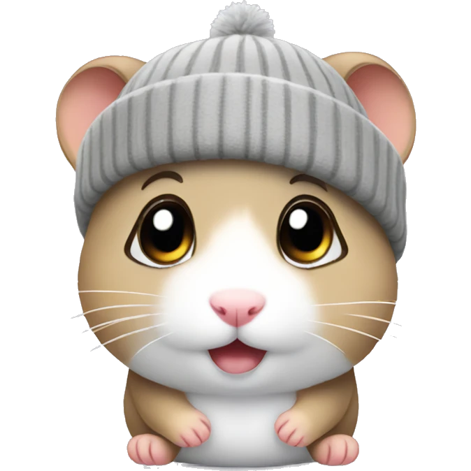 grey hamster wearing beanie crying emoji