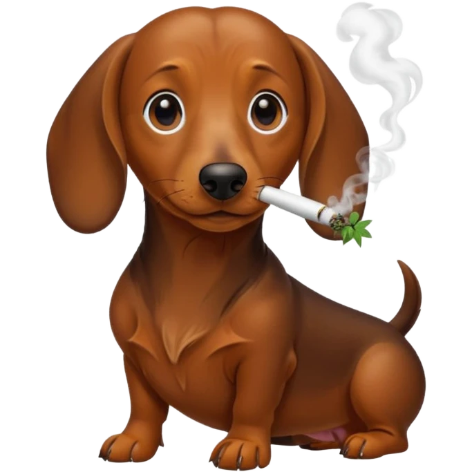 Dachshund smoking weed emoji