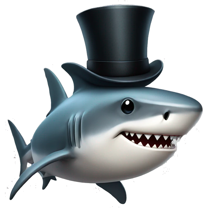 Shark with a top hat emoji