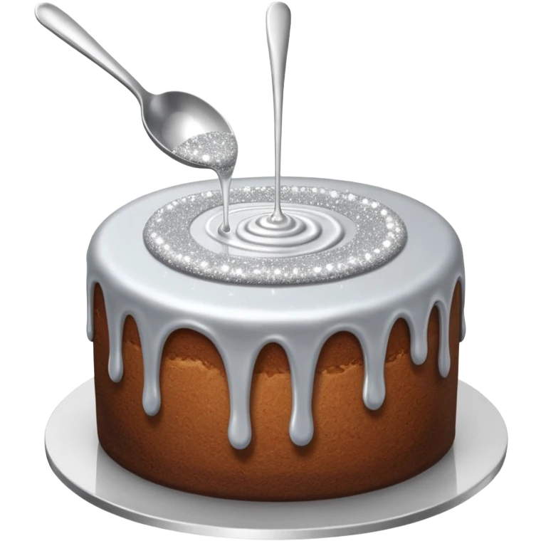 silver glitter being poured onto a cake with spoon  emoji