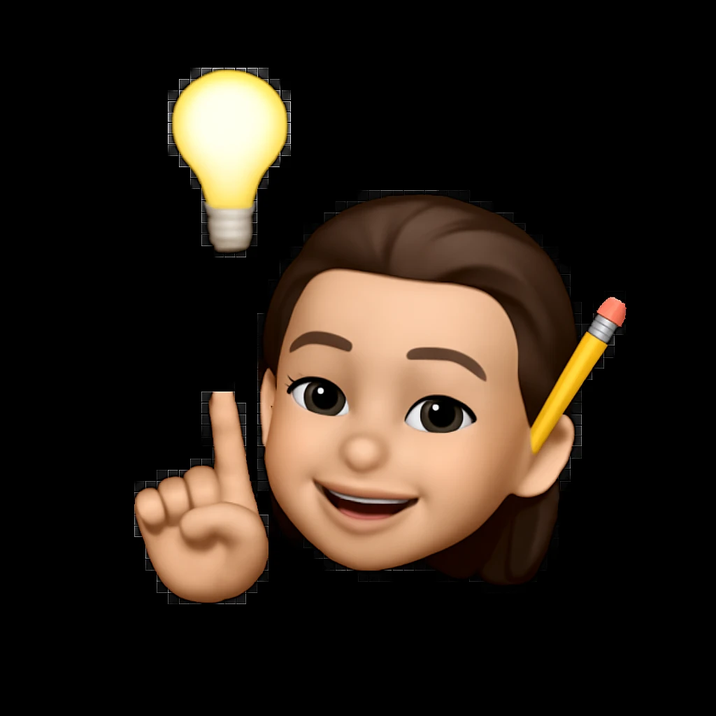 adjust the pencil so that her right ear is holding the pencil, keep the same style as the original image emoji