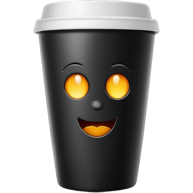 takeaway coffee cup black with black lit emoji