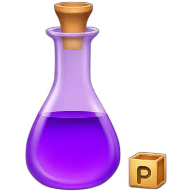 purple potion flask with the letter p written on it emoji