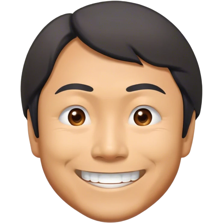 ​Cinematic Realistic Portrait of a Smiling Shigeru Miyamoto, depicted with warm, approachable features, showing a giant smile with expressive eyes, set against a subtle backdrop, inviting lighting that captures his innovative spirit emoji