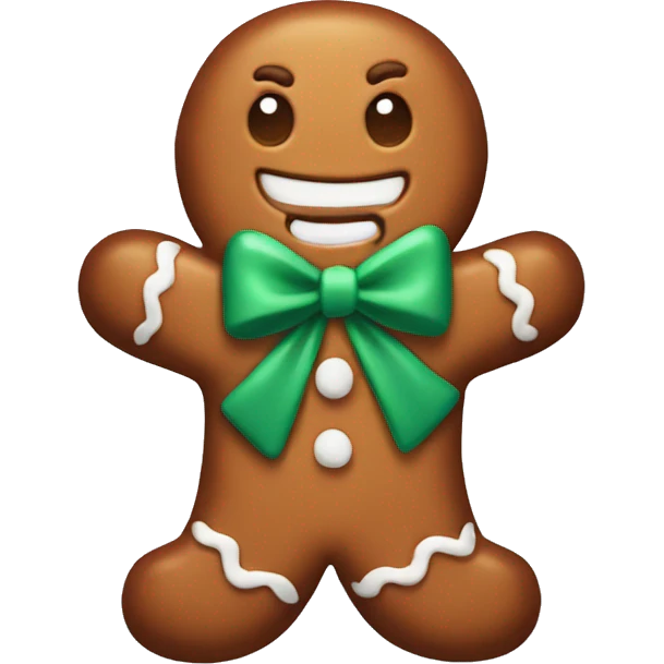 Gingerbread man with bow emoji