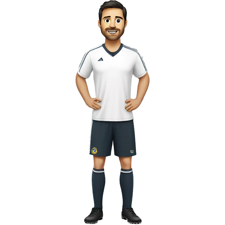 man, soccer trainer, dark hair, white shirt, nutrition specialist, portrait emoji