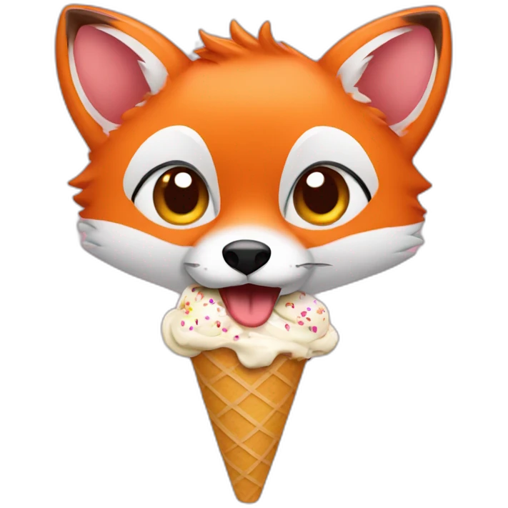 Red fox eating ice cream  emoji