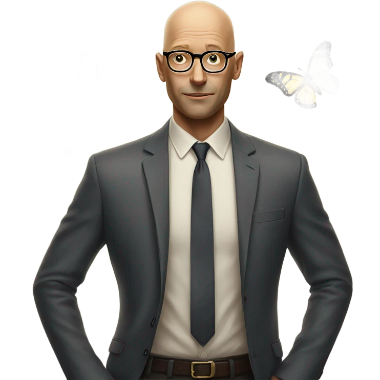 bald man with glasses portrait on a butterfly  emoji