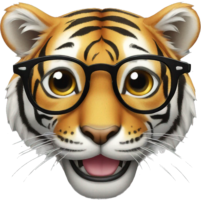 tiger smiling with black glasses emoji
