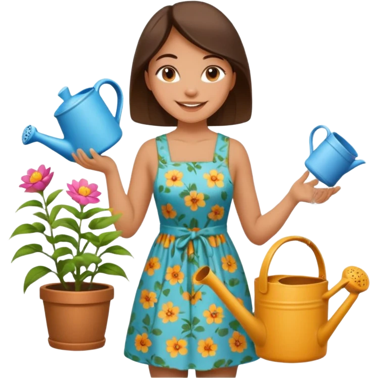 gardener woman with watering pot emoji