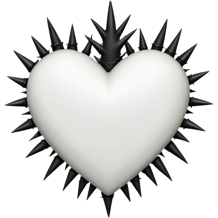 white goth heart with black thorns, dramatic emoji