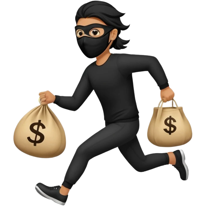 Thief running away with money bag  emoji