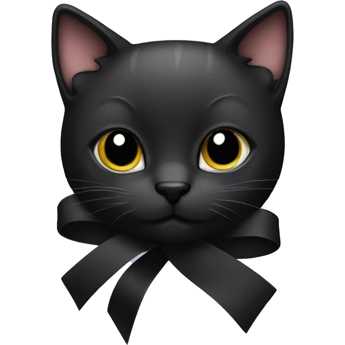 black ribbon kitty emoji
