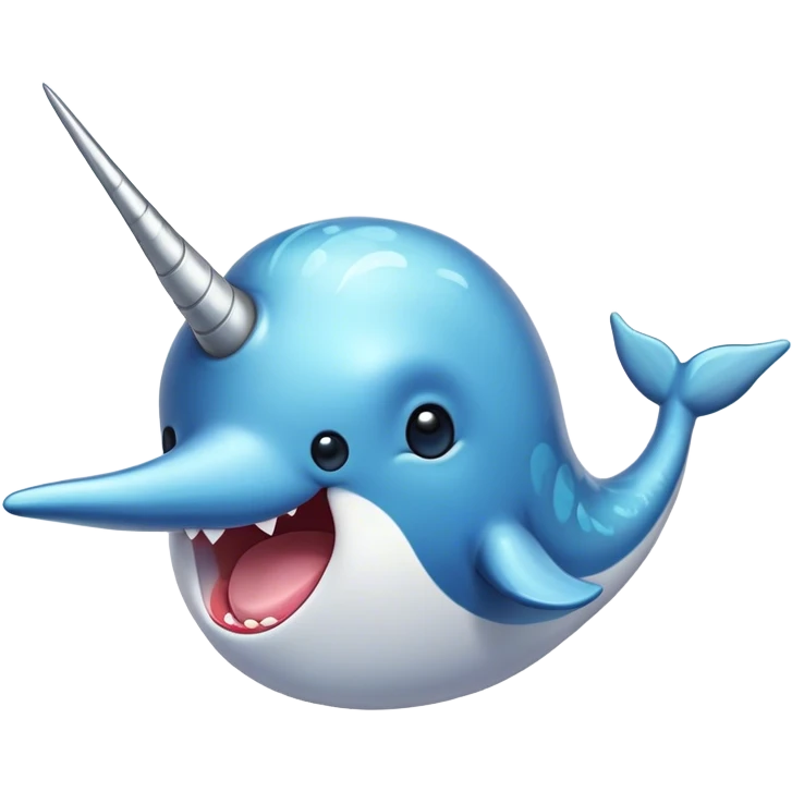 Cinematic Comical Narwhal Portrait Emoji, Head tilted dramatically with an exaggeratedly shocked expression, featuring a streamlined body with a prominently spiraled tusk and wide, comically expressive eyes brimming with disbelief, Simplified yet hilariously expressive features, highly detailed, glowing with a slightly sassy glow, high shine, dramatic yet playful, stylized with an air of quirky oceanic attitude, bright and endearing, soft glowing outline, capturing the essence of a meme-worthy narwhal that appears ready to side-eye its way into internet fame instantly! emoji