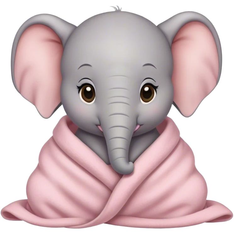 Cozy baby elephant in light pink blanket  emoji