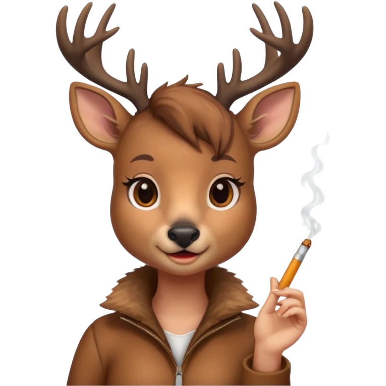 Cute female deer with cigarette emoji