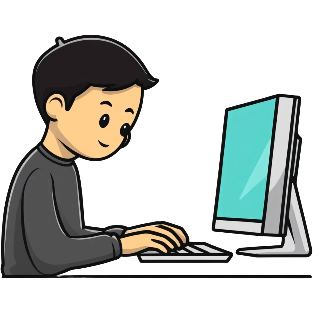person rescheduling work shift on computer emoji