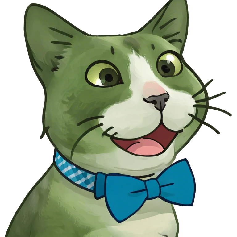 Calico cat face, upside down with tongue out of mouth emoji