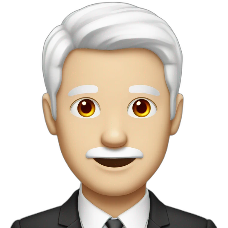 senior Boy, red eyes, White haircut, pale-skin, dark suit emoji