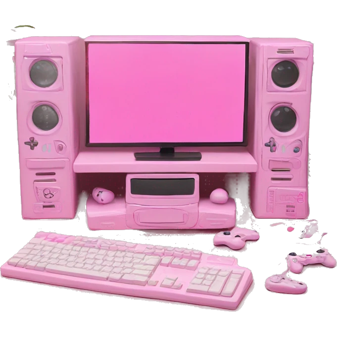 Aesthetic pink ￼ gaming set up emoji