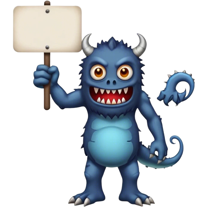 monster holding a sign "agreed" emoji