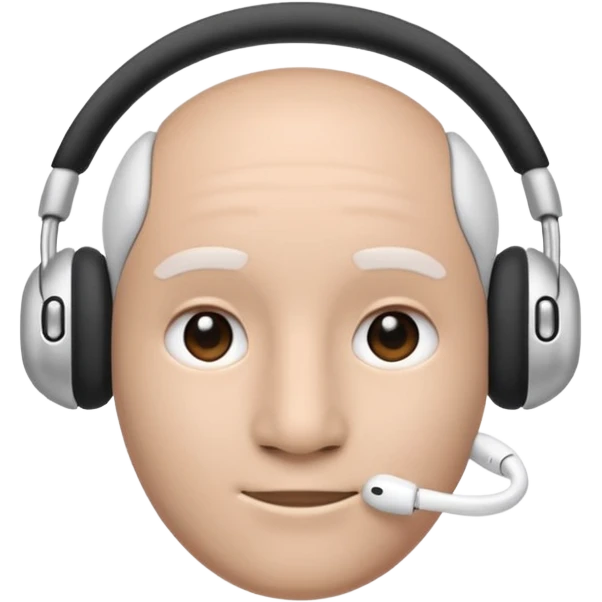 Create an Apple-style emoji that uses the 😶 neutral face, but wearing the same AirPods Max headphones as the 🎧 emoji. emoji