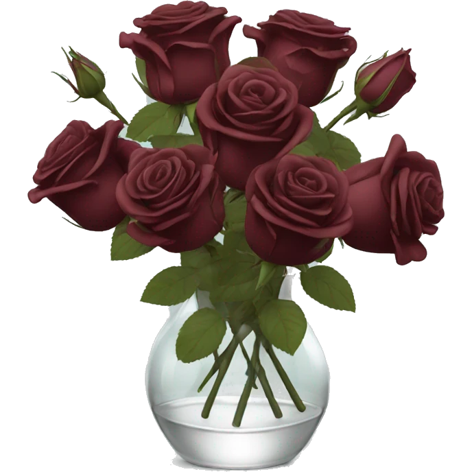 Burgundy roses in transparent vase emoji