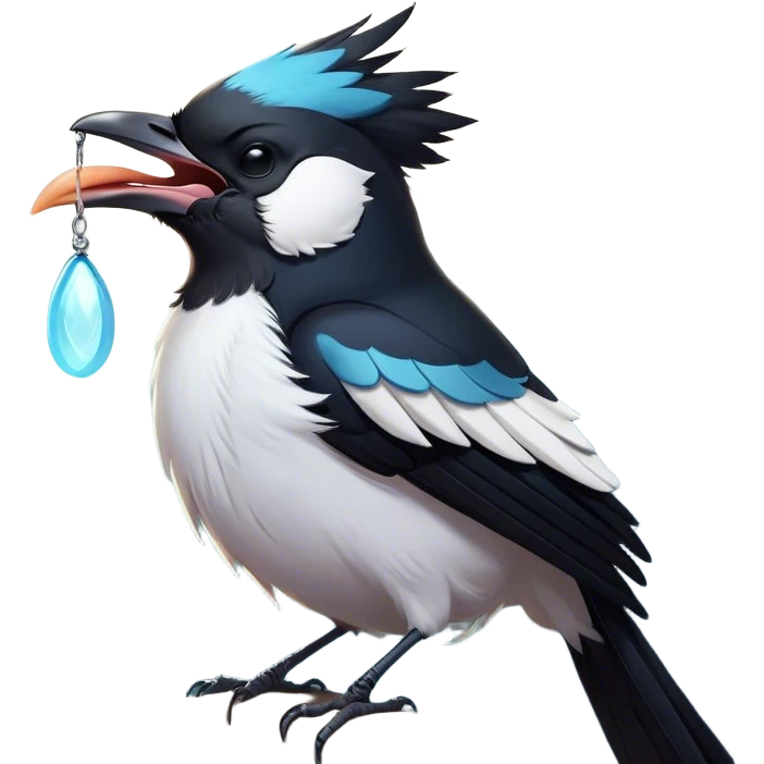 Cinematic Cute Yawning Magpie Portrait Emoji, Head tilted slightly with a dramatic, wide-open yawn, showcasing a sleek, contrasting feathered form with softly drooping wings and sleepy, half-closed eyes, Simplified yet irresistibly adorable features, highly detailed, glowing with a soft, cozy urban glow, high shine, relaxed yet expressive, stylized with a dash of whimsical charm, soft glowing outline, capturing the essence of a drowsy yet affectionate magpie that appears ready to stretch out for a nap! emoji