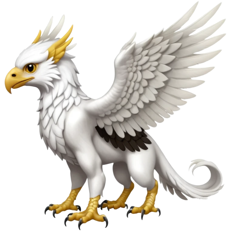 Albino white-furred Gryphon-Trico-griffin-chimera-hybrid, full body emoji