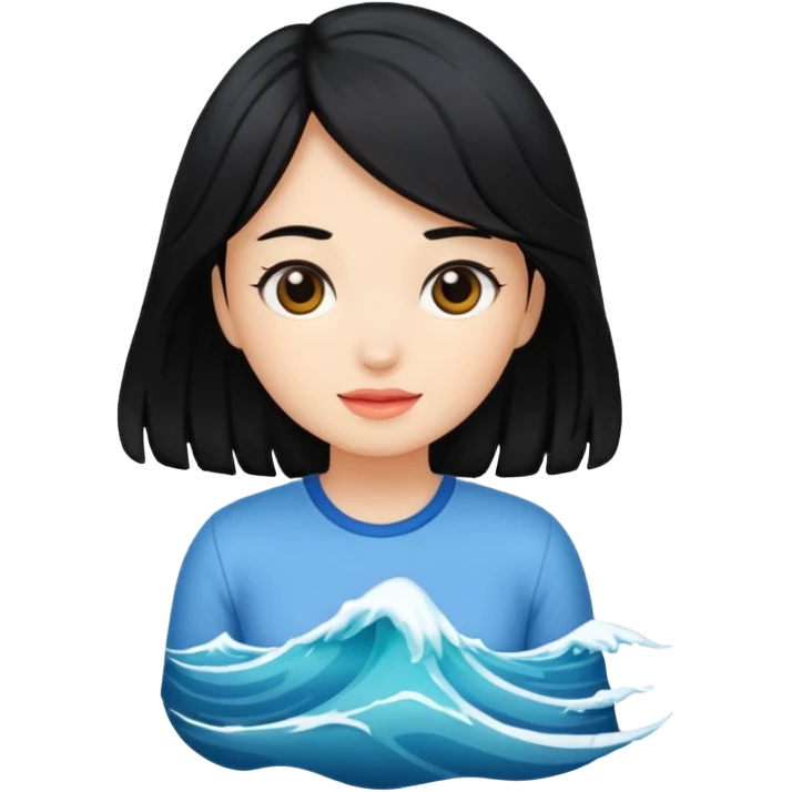 wave black hair girl 2 emoji