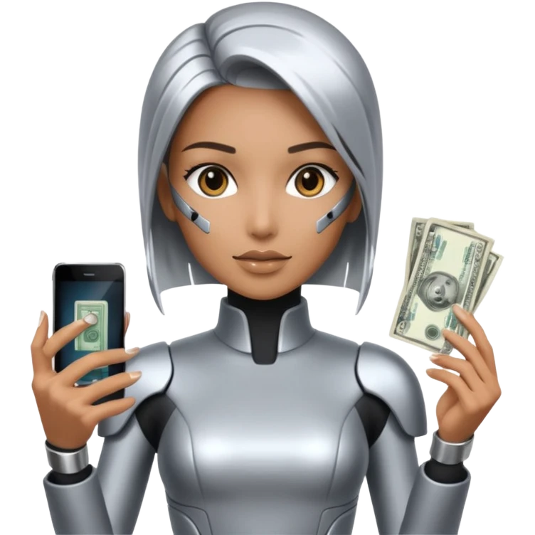 cyber punk holding money and phone emoji