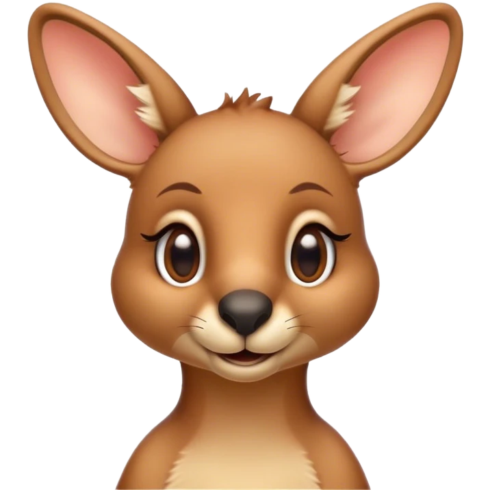 Cinematic Realistic Cute Kangaroo Portrait Emoji, Head tilted playfully and inquisitively, featuring a compact, agile build with soft, warm tawny fur and a characteristically endearing face with bright, curious eyes and perky ears, rendered with lifelike detail and natural highlights, high shine, affectionate and spirited, styled with a touch of outback whimsy, soft glowing outline, capturing the essence of a mischievous yet lovable kangaroo that seems poised to hop playfully into your arms! emoji
